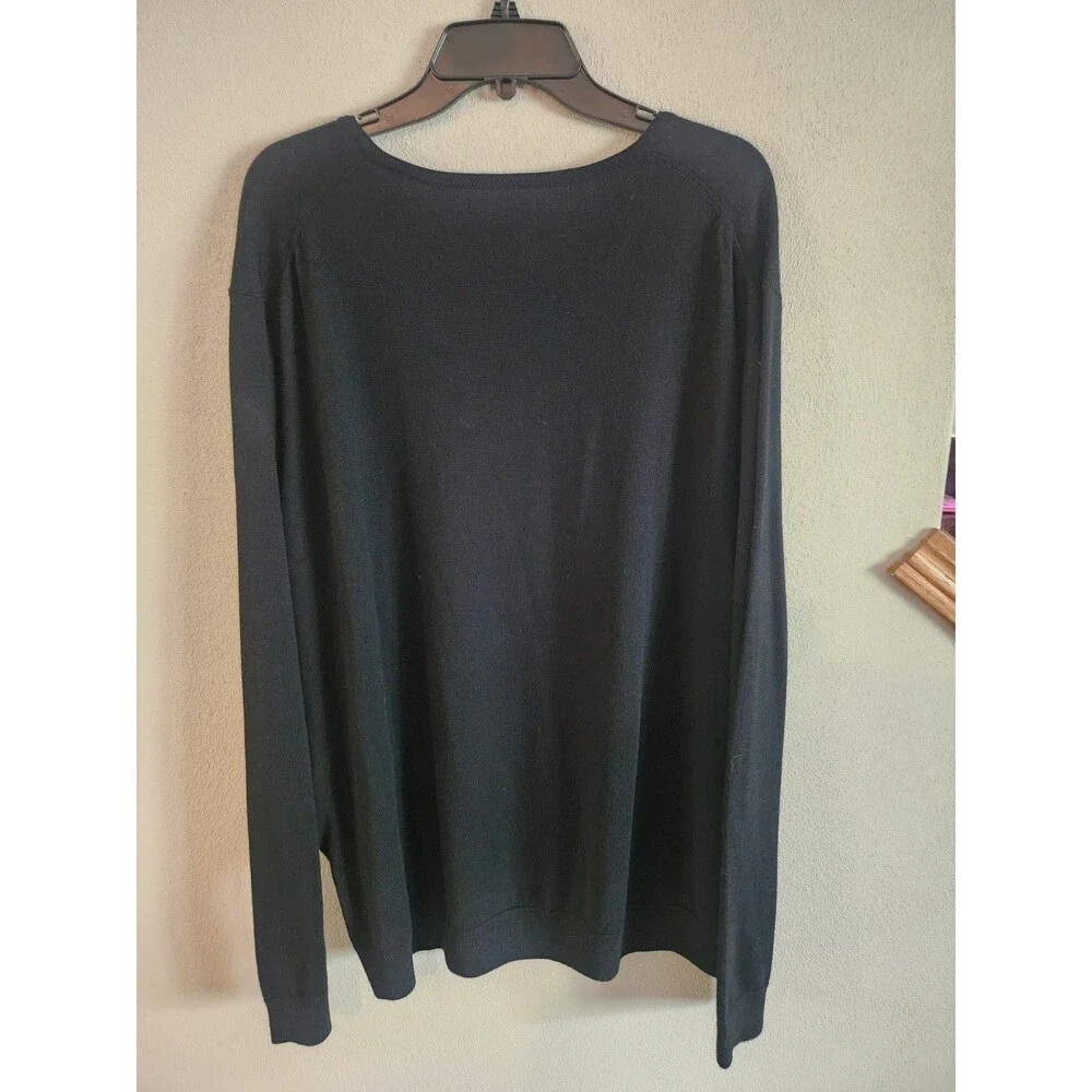 Nordstrom Men’s Shop V Neck 100% Merino Wool Knit Sweater Black Size XL NWT